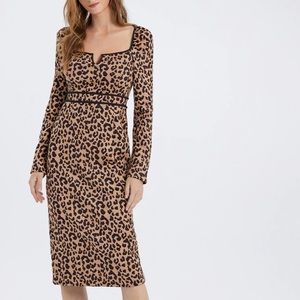 Chic Animal Print Midi Dress